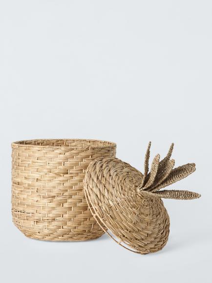 John Lewis Bulrush Pineapple Lidded Storage Box, Natural - view 2, 