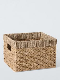 John Lewis Seagrass Rim Bulrush Rectangular Storage Basket, Natural, 