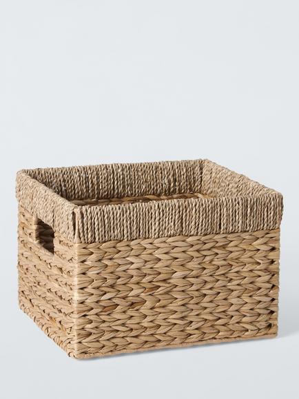 John Lewis Seagrass Rim Bulrush Rectangular Storage Basket, Natural, 