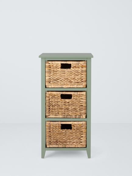 John Lewis Pine and Bulrush 3 Drawer Bathroom Storage Unit, Sage - view 2, Bulrush/Sage