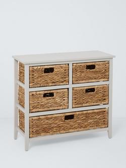 John Lewis Pine and Bulrush 5 Drawer Storage Unit, Linen, 