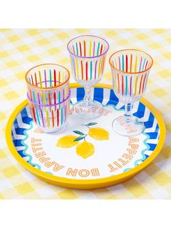 Talking Tables Bon Appetit Lemon Round Tin Tray, Yellow/Multi - view 2, Multi