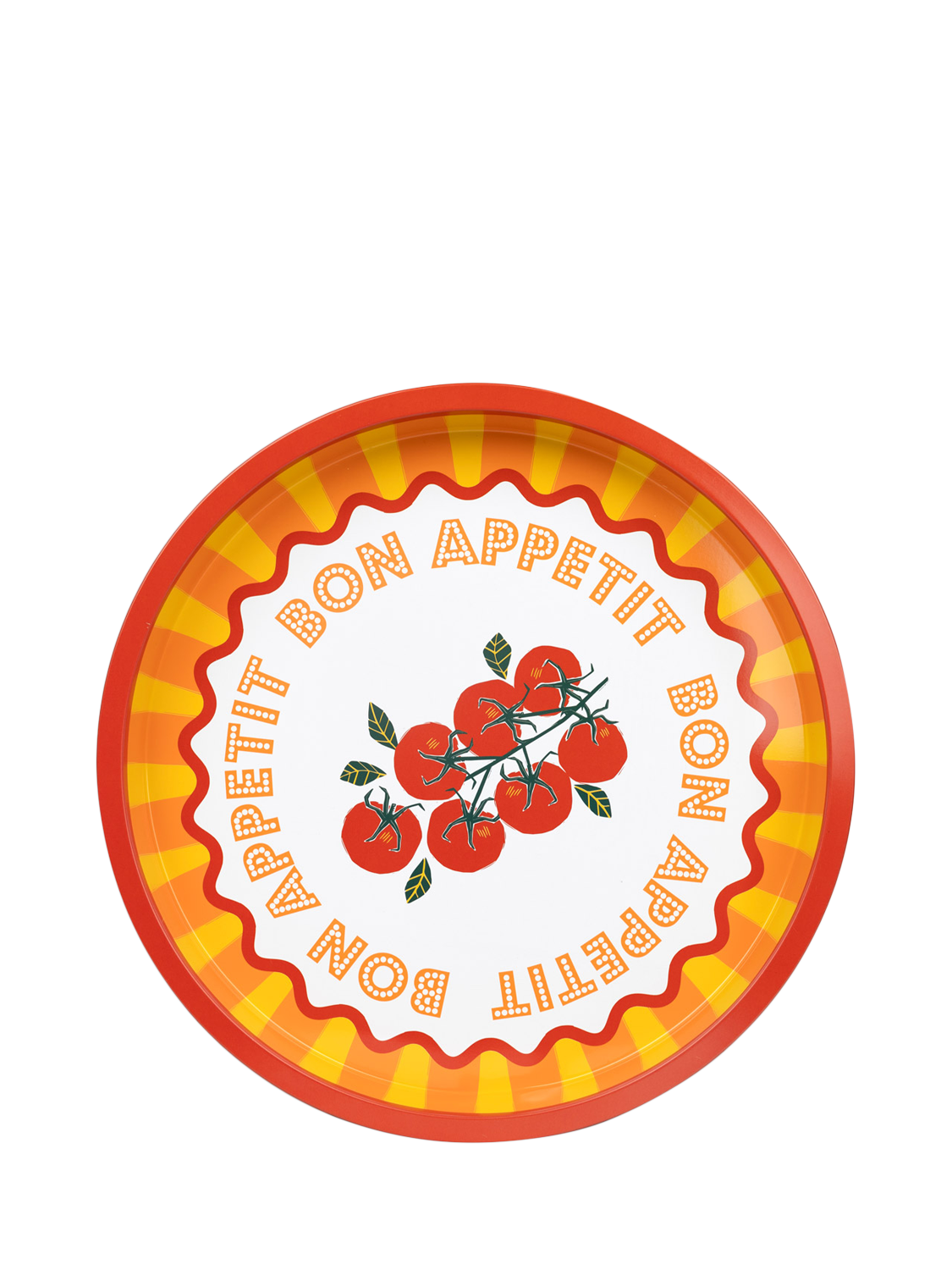 Talking Tables Bon Appetit Tomato Round Tin Tray, Multi