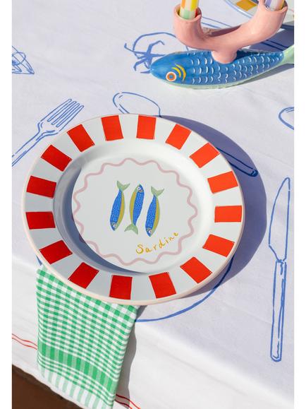 Talking Tables Bon Appetit Sardine Fish Enamel Plate, 25cm, Multi - view 2, Multi