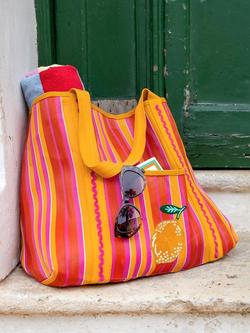 Talking Tables Lemon & Striped Print Recycled Tote Bag, Multi - view 2, Multi