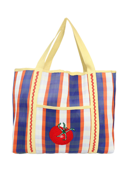 Talking Tables Tomato & Striped Print Recycled Tote Bag, Multi, Multi