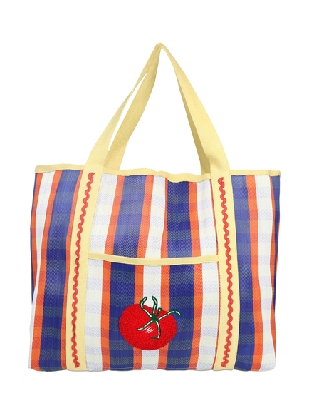 Talking Tables Tomato & Striped Print Recycled Tote Bag, Multi, Multi