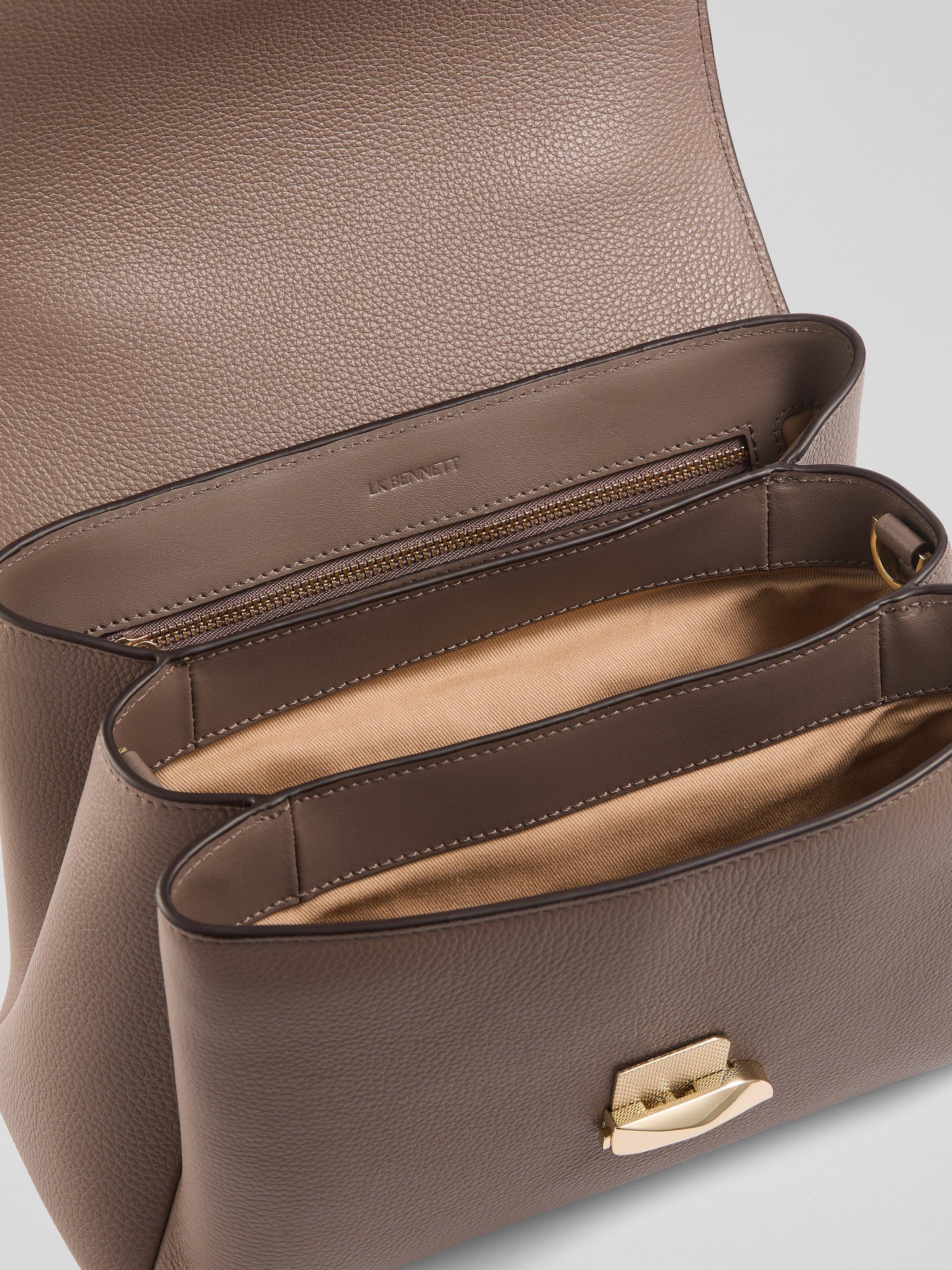 Product image 3 of 4, which shows L.K.Bennett Darcie Leather Shoulder Bag, Taupe
