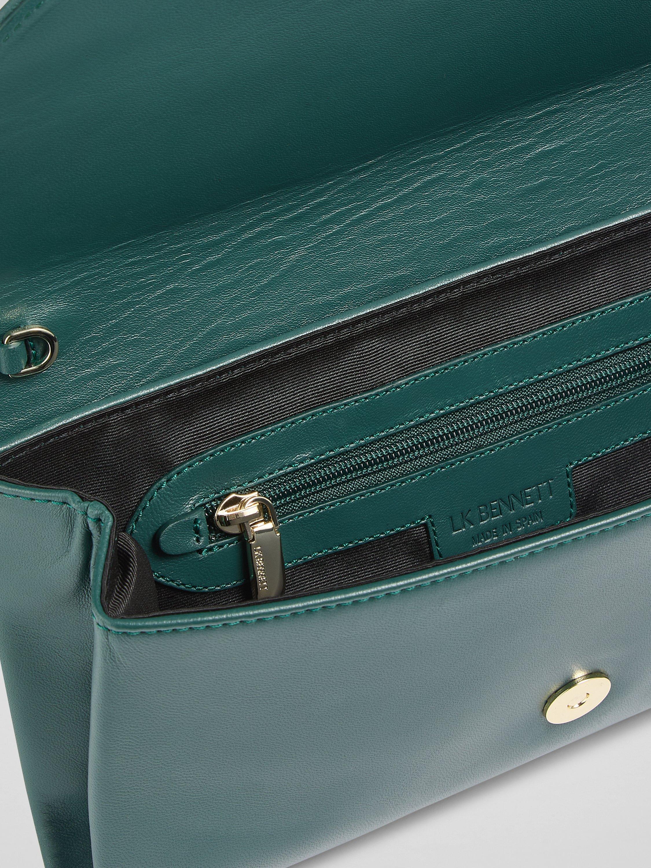Product image 3 of 3, which shows L.K.Bennett Aria Leather Cluch Bag, Dark Green