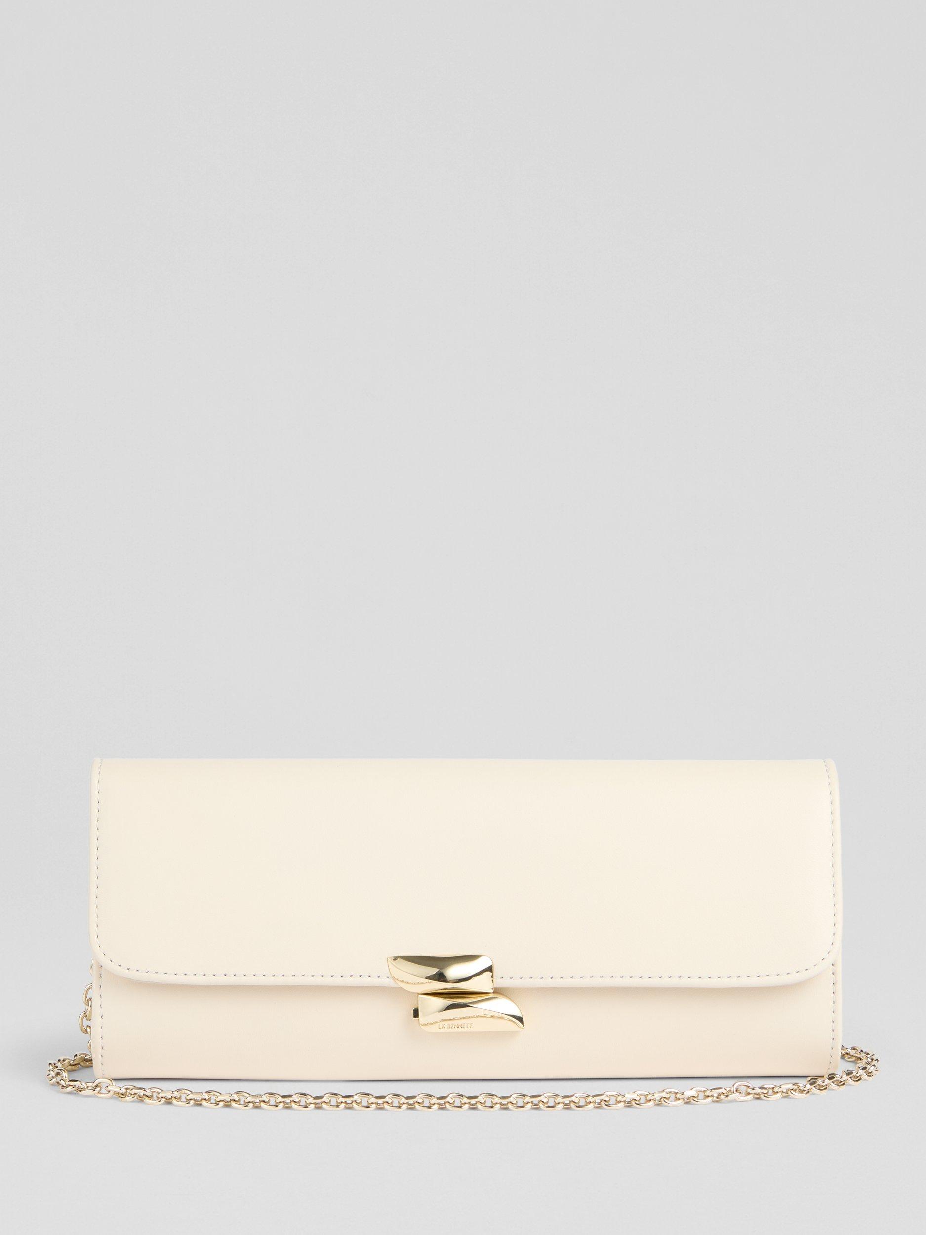 Product image 1 of 3, which shows L.K.Bennett Daisy Leather Clutch Bag, Cream