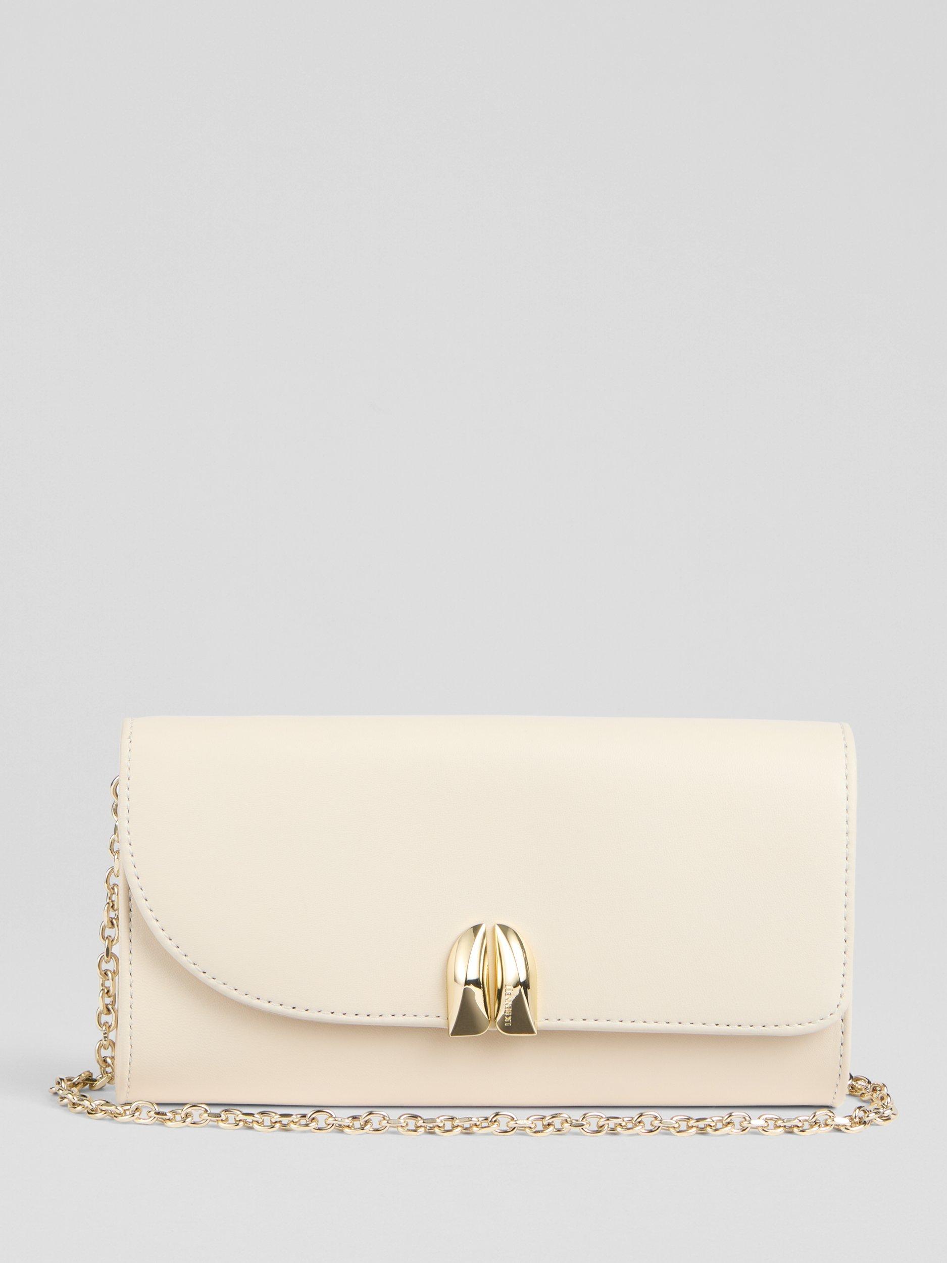 L.K.Bennett Florence Leather Clutch Bag, Cream
