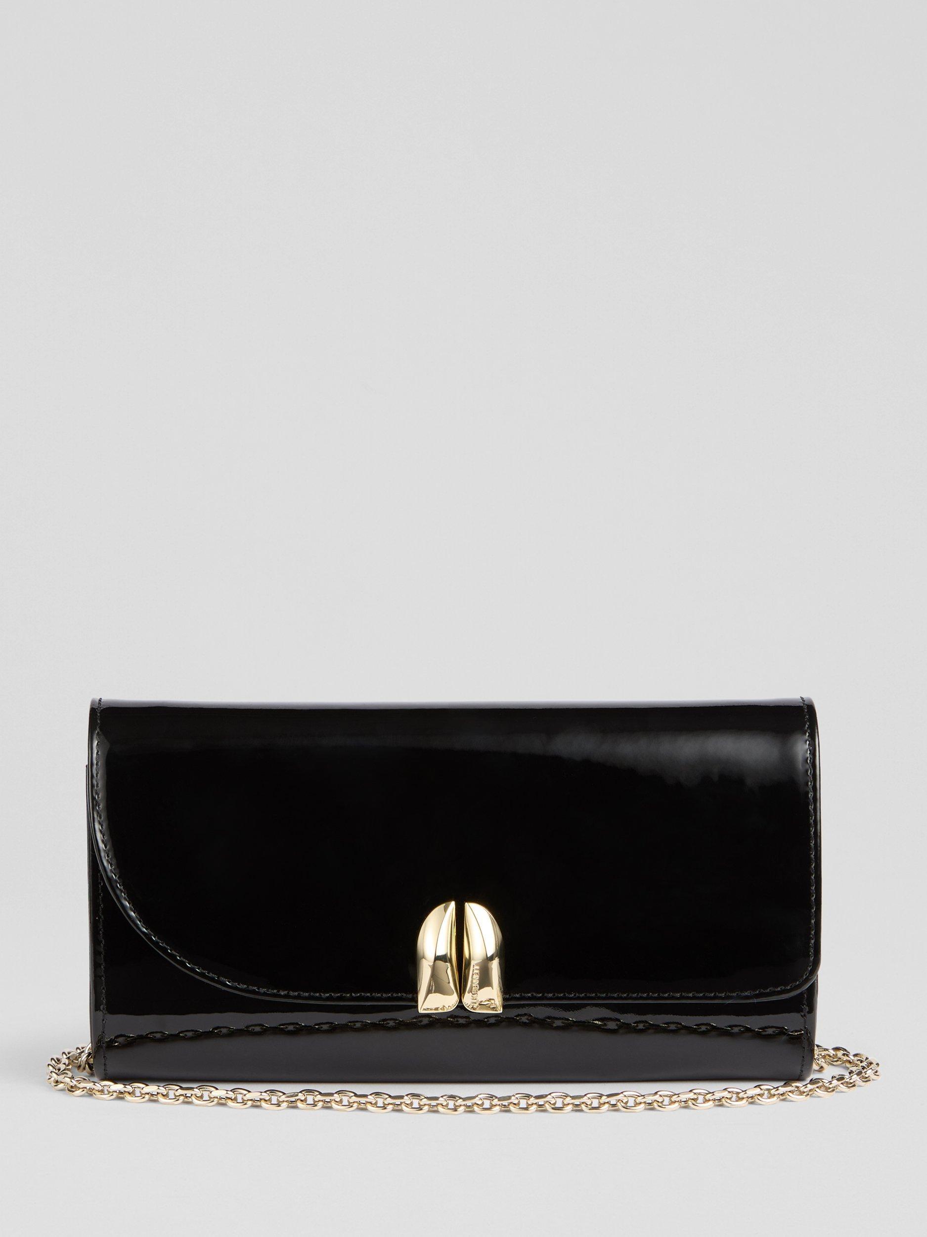 Product image 1 of 3, which shows L.K.Bennett Florence Leather Clutch Bag, Black