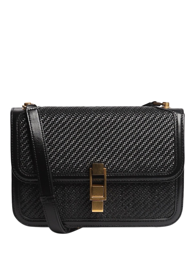 Pre-loved SAINT LAURENT Le Carre Shoulder Leather Bag, Black