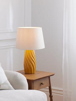 John Lewis Ripple Ceramic Table Lamp Base - view 2, Ochre