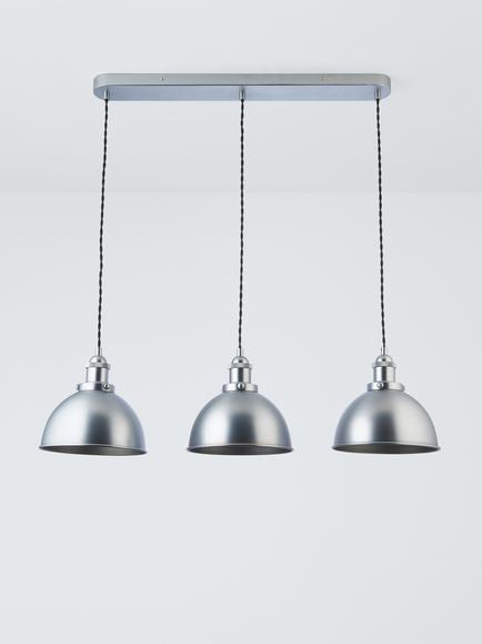 John Lewis Baldwin 3 Pendant Diner Ceiling Light, Silver - view 2, Silver
