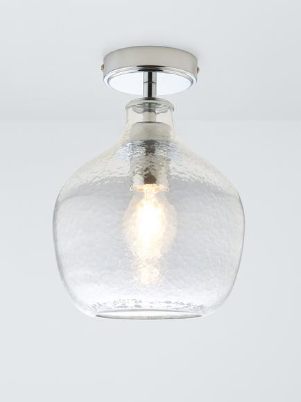 John Lewis Cartmel Semi Flush Ceiling Light, Clear Glass