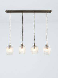 John Lewis Fulbrook 4 Glass Shade Over Diner Ceiling Light, Clear, Clear Glass