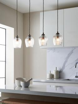 John Lewis Fulbrook 4 Glass Shade Over Diner Ceiling Light, Clear - view 2, Clear Glass