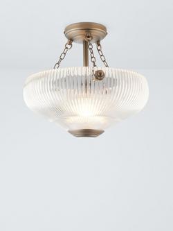 John Lewis Fulbrook Glass Shade Semi Flush Ceiling Light, Clear, Clear Glass