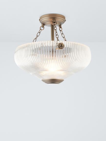John Lewis Fulbrook Glass Shade Semi Flush Ceiling Light, Clear, Clear Glass