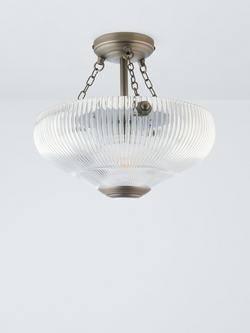 John Lewis Fulbrook Glass Shade Semi Flush Ceiling Light, Clear - view 2, Clear Glass