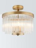 John Lewis Lexton 3 Arm Semi Flush Glass Ceiling Light, Brass