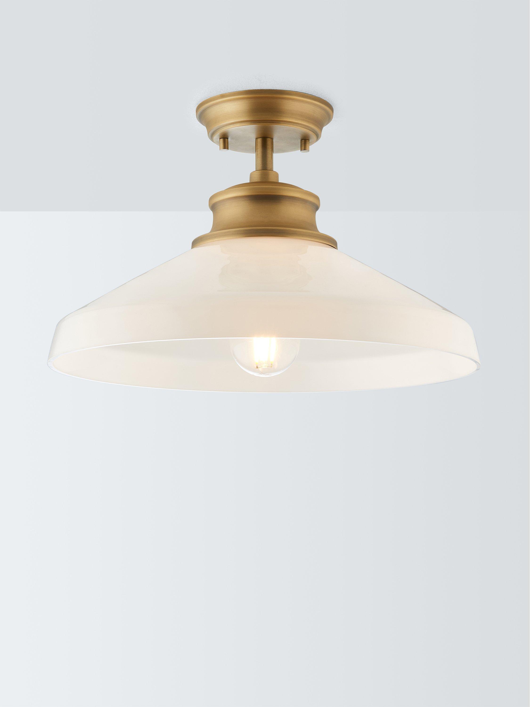 John Lewis Tula Large Opaline Glass Semi Flush Ceiling Light, Clear