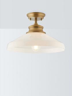 John Lewis Tula Large Opaline Glass Semi Flush Ceiling Light, Clear, Opaline Glass