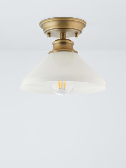 John Lewis Tula Medium Opaline Glass Semi Flush Ceiling Light, Clear - view 2, Opaline Glass