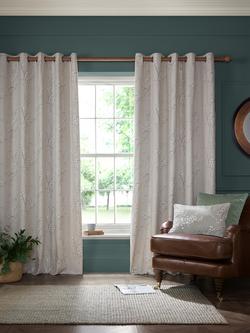 Laura Ashley Pussy Willow Pair Lined Eyelet Curtains, Truffle Natural, Truffle Natural