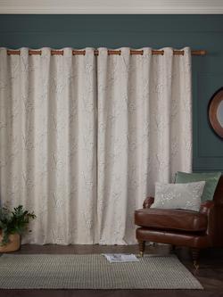 Laura Ashley Pussy Willow Pair Lined Eyelet Curtains, Truffle Natural - view 2, Truffle Natural