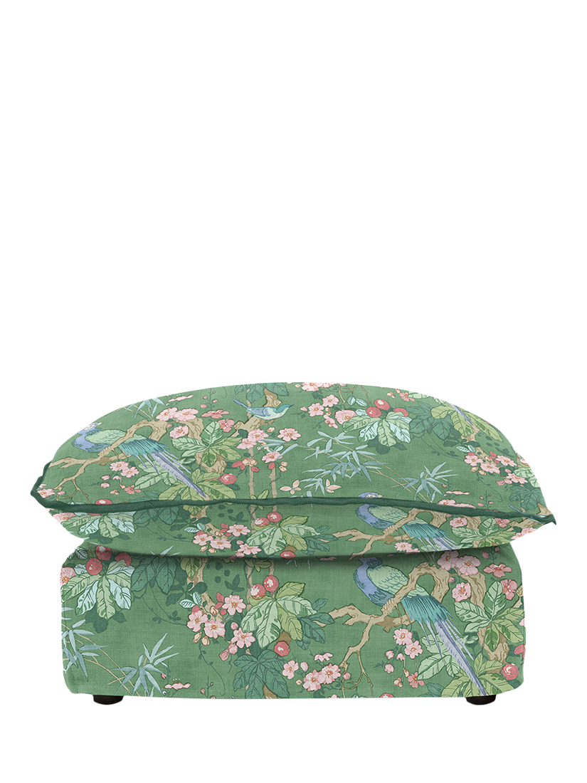 Cocobella Range, John Lewis x Sophie Conran Cocobella Footstool, Coral Orange with Lagoon Velvet Trim