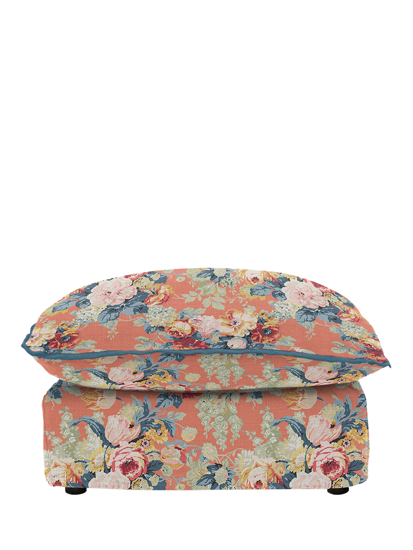 Cocobella Range, John Lewis x Sophie Conran Cocobella Footstool, Coral Orange with Lagoon Velvet Trim