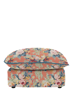 John Lewis x Sophie Conran Cocobella Footstool, Coral Orange, Lagoon Velvet Trim