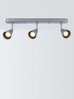 John Lewis Baldwin 3 Spotlight Ceiling Bar, Silver, Silver