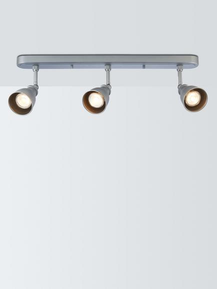 John Lewis Baldwin 3 Spotlight Ceiling Bar, Silver, Silver