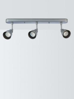 John Lewis Baldwin 3 Spotlight Ceiling Bar, Silver - view 2, Silver
