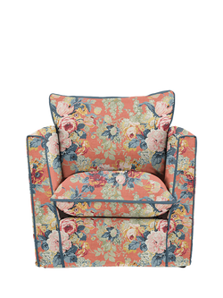 John Lewis x Sophie Conran Cocobella Armchair, Coral Orange With Lagoon Velvet Trim