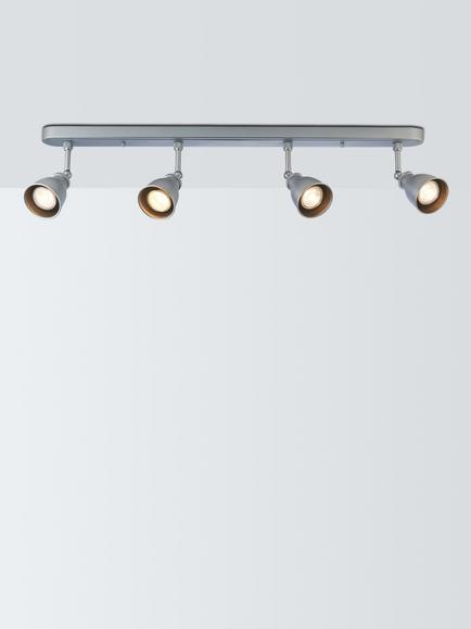 John Lewis Baldwin 4 Spotlight Ceiling Bar, Silver, Silver