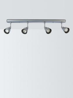 John Lewis Baldwin 4 Spotlight Ceiling Bar, Silver - view 2, Silver