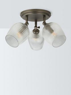 John Lewis Fulbrook 3 Glass Shade Ceiling Spotlight, Clear - view 2, Clear Glass