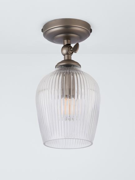 John Lewis Fulbrook Glass Shade Ceiling Spotlight, Clear - view 2, Clear Glass