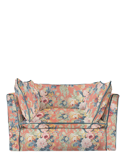 John Lewis x Sophie Conran Cocobella Loveseat, Coral Orange With Lagoon Velvet Trim