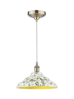 Joules Audley Pheasant Print Ceramic Pendant Ceiling Light, Light Green, Green Light