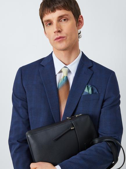 PS Paul Smith Multi Check Silk Pocket Square, Blue - view 2, Blue