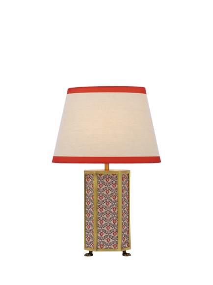Joules Helmingham Claw Foot Floral Table Lamp, Bright Red, Red Bright