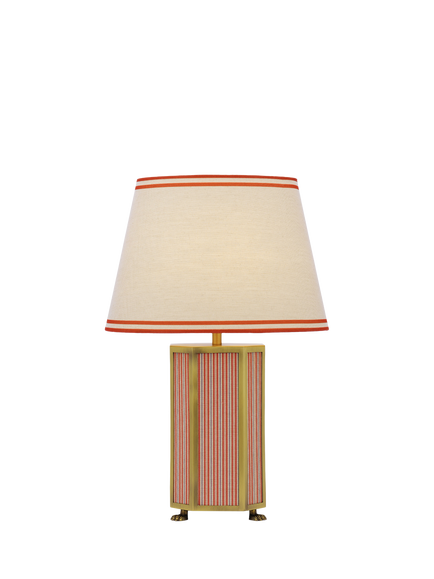 Joules Helmingham Claw Foot Striped Table Lamp, Bright Red, Red Bright