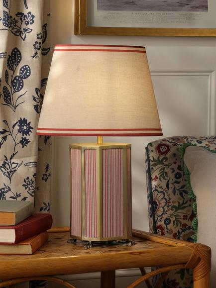 Joules Helmingham Claw Foot Striped Table Lamp, Bright Red - view 2, Red Bright