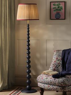 Joules Harewood Pleated Shade Bobbin Floor Lamp, Navy Blue - view 2, Blue Navy