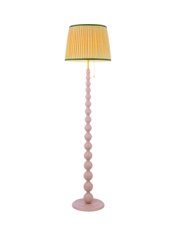 Joules Harewood Pleated Shade Bobbin Floor Lamp, Light Pink, Pink Light